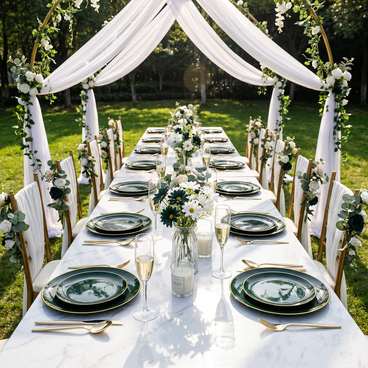 I00000 150Pcs Green Plastic Plates,Premium Disposable Plates for Wedding