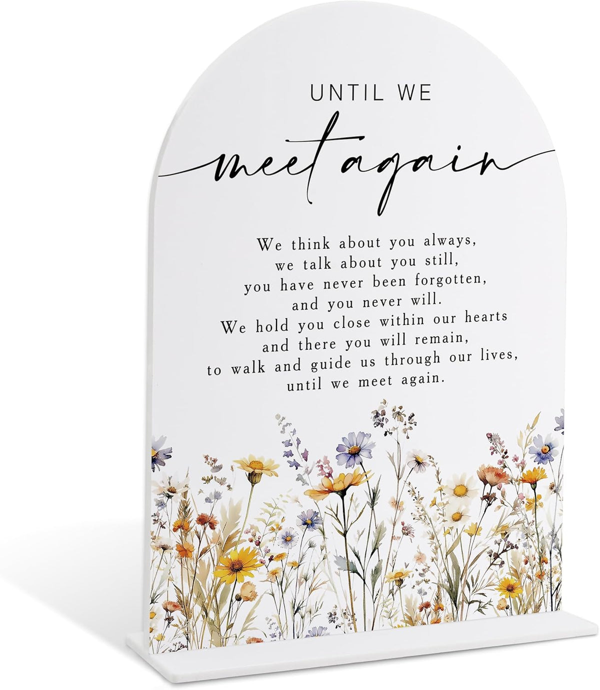 Memorial Table Sign for Wedding, Boho Floral Until We Meet Again Sign, Wedding Signage with Stand