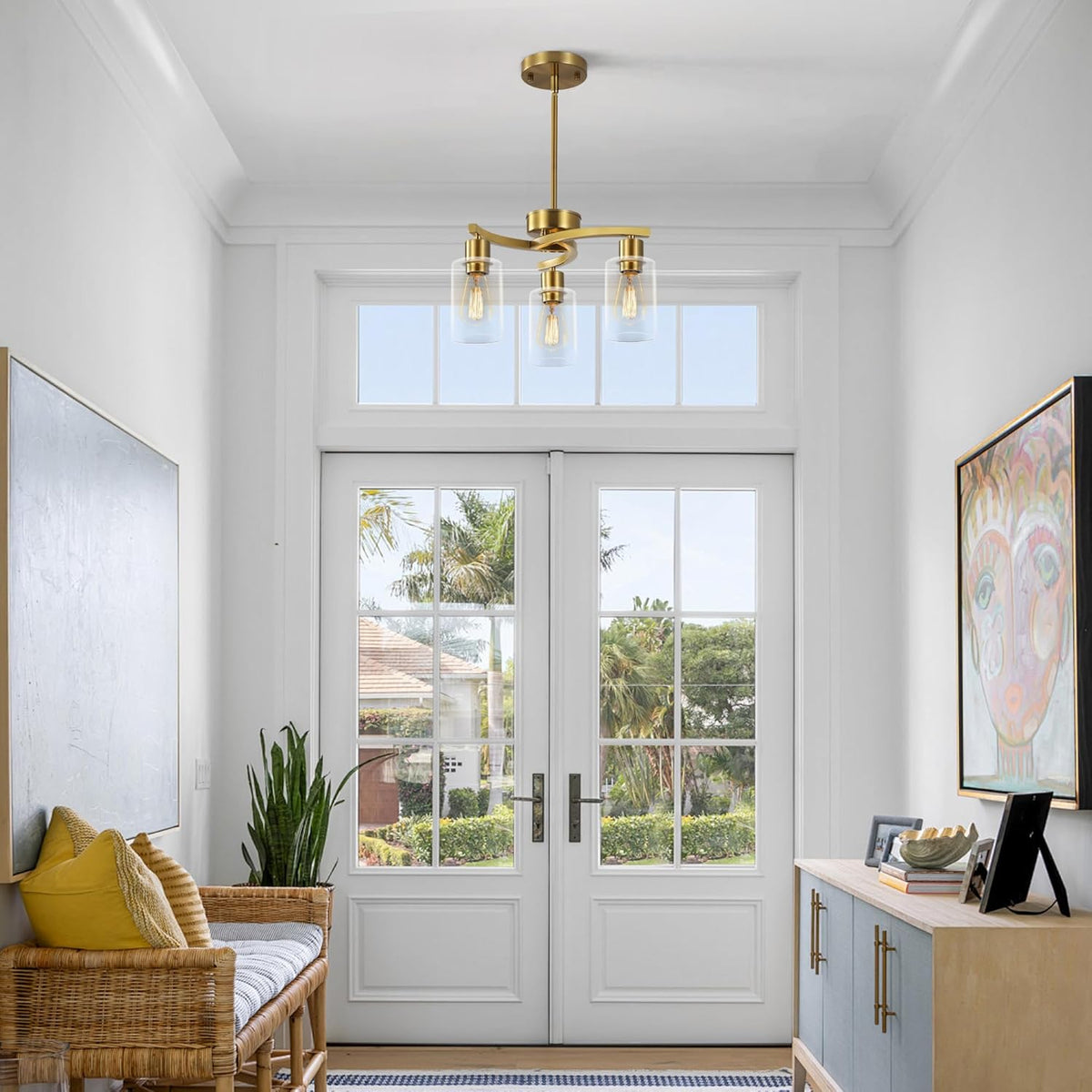 3-Light Gold Dining Room Chandeliers Over Table, Contemporary Kitchen Island Pendant Lighting