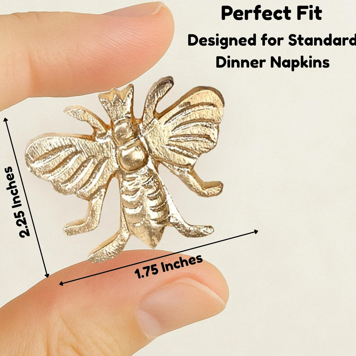 Gold Napkin Rings Set of 12 - Elegant Bee Napkin Rings with Sturdy Lightweight Metal Design