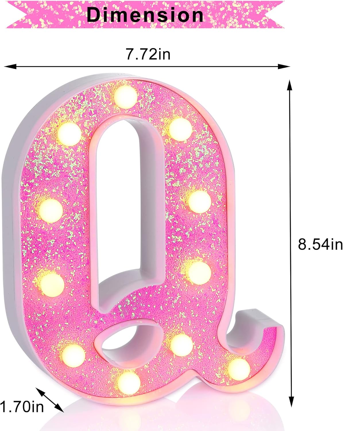 Foaky Pink Light up Letters，Pink Party Decorations,Girls Room Decor,Glitter Light Up
