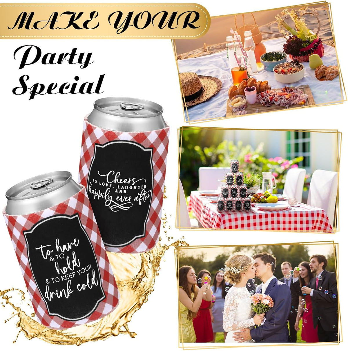 50 Pieces I Do BBQ Party Decorations Wedding Can Cooler Sleeves Bulk BBQ Party Favors for Guests