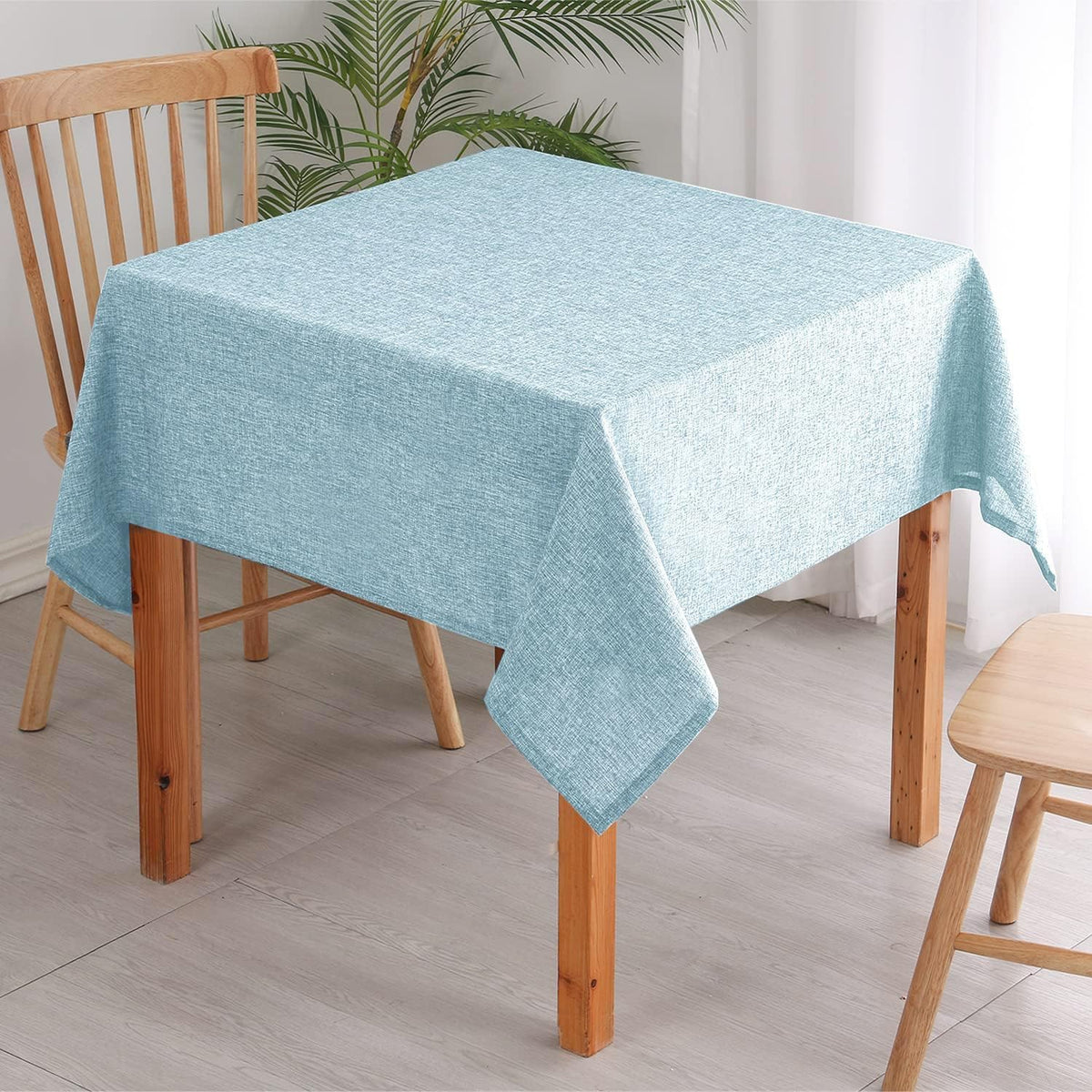 Hiasan Faux Linen Square Tablecloth - Wrinkle and Stain Resistant Washable Table Cloth for Kitchen