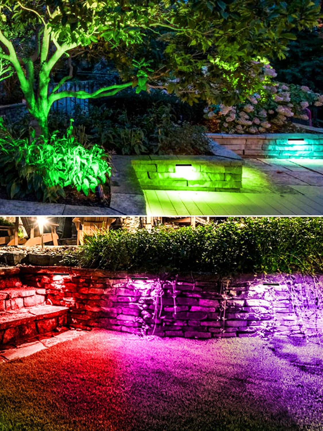 5W RGB Retaining Wall Lights 7 inch LED Hardscape Lighting Color Changing Low Voltage Landscape