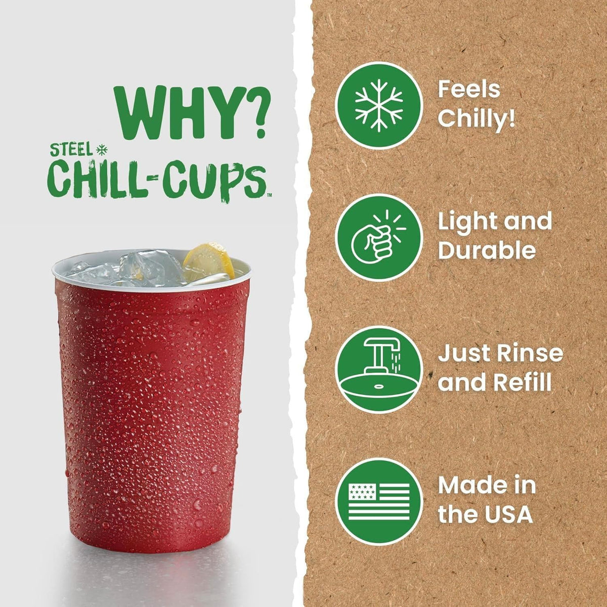16 oz. Party Cups, Perfect for Cold Drinks, Sturdy & Durable, Disposable and 100% Recyclable, Made