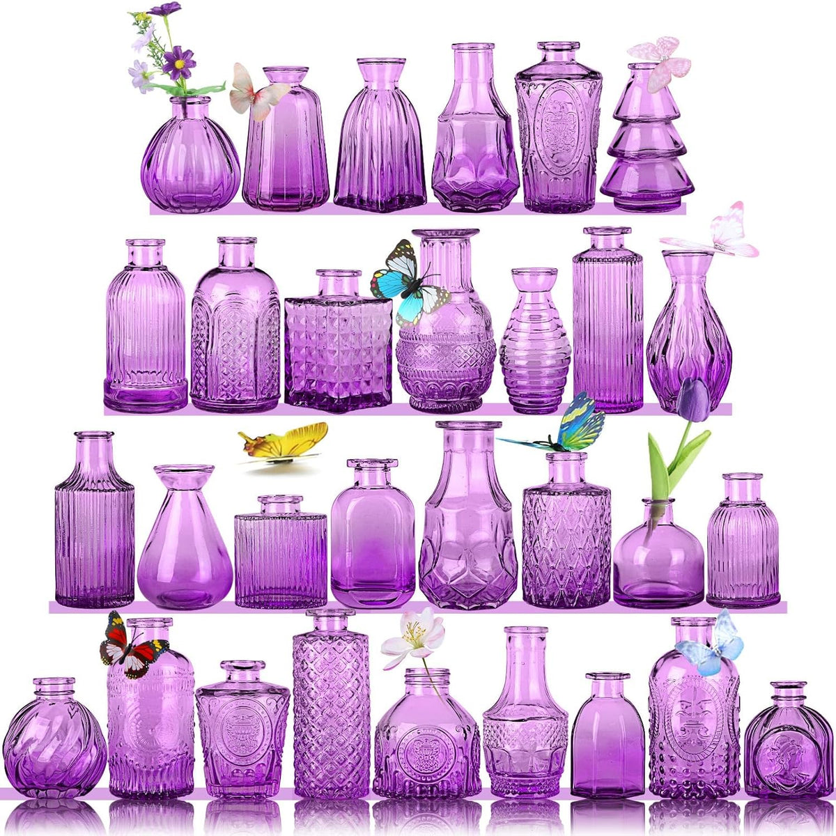 Mini Glass Bud Vases,Versatile Small Bud vases for Home and Wedding Decor, Exquisite Bridal Shower