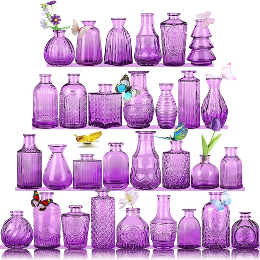 Mini Glass Bud Vases,Versatile Small Bud vases for Home and Wedding Decor, Exquisite Bridal Shower