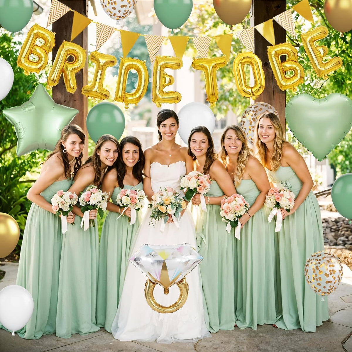 Bridal Shower Decorations Sage Green,Bachelorette Party Decor with Bride To Be Letter Balloons