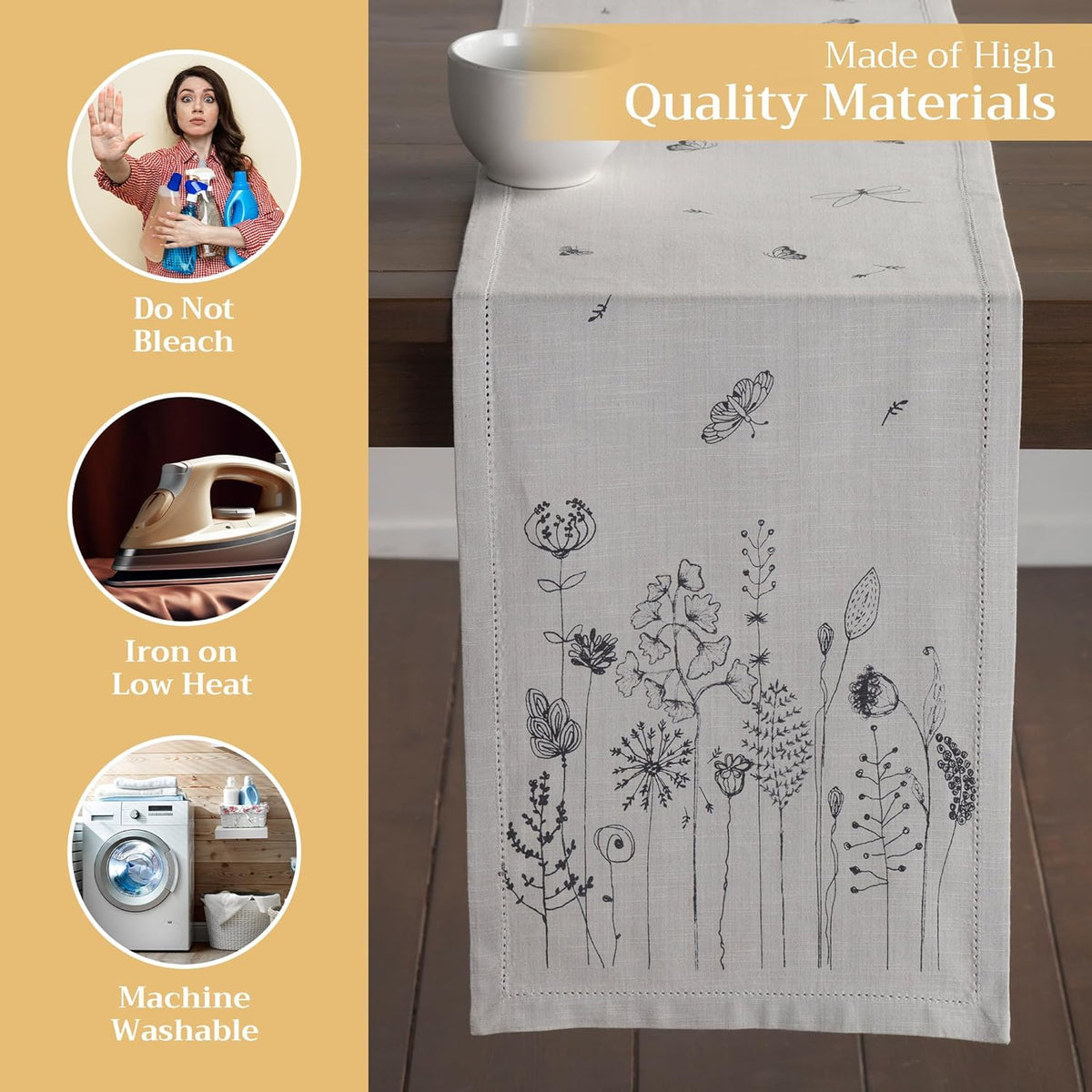 Maison d' Hermine Table Runner 100% Cotton Single Layer Table Runners 108 inches Long Decorative