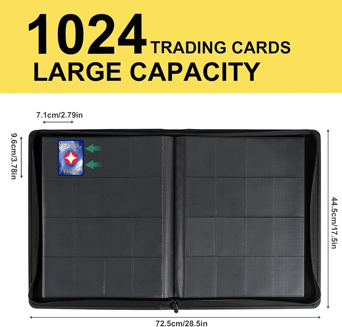 GEAoffice Premium 1000 Trading Card Binder, Large Side Loading 16 Pocket Card Collection Binder