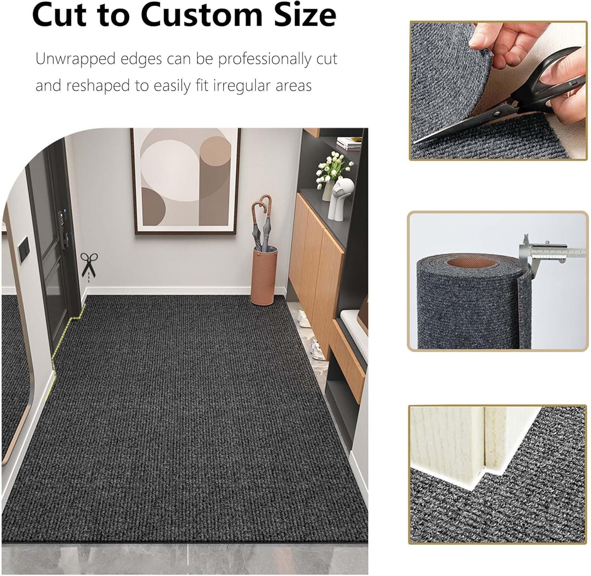 jxgzyy Runner Rugs 3 x 10 ft, Non Slip Entrance Doormat, 0.25” Thickness Indoor Outdoor Carpet