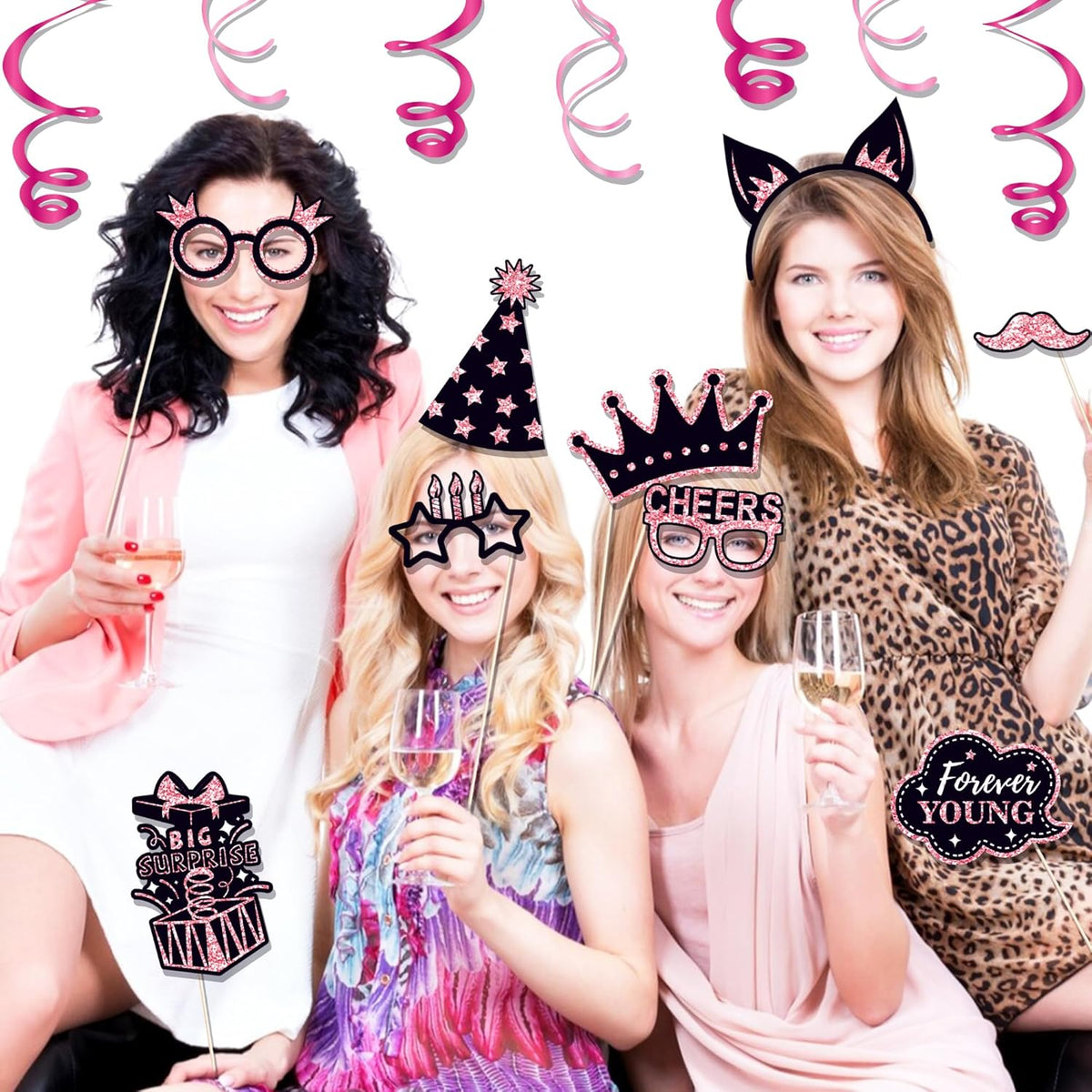 36 PCS Birthday Photo Booth Props Party Supplies Holiday Picture Decorations Photo Booth Props for