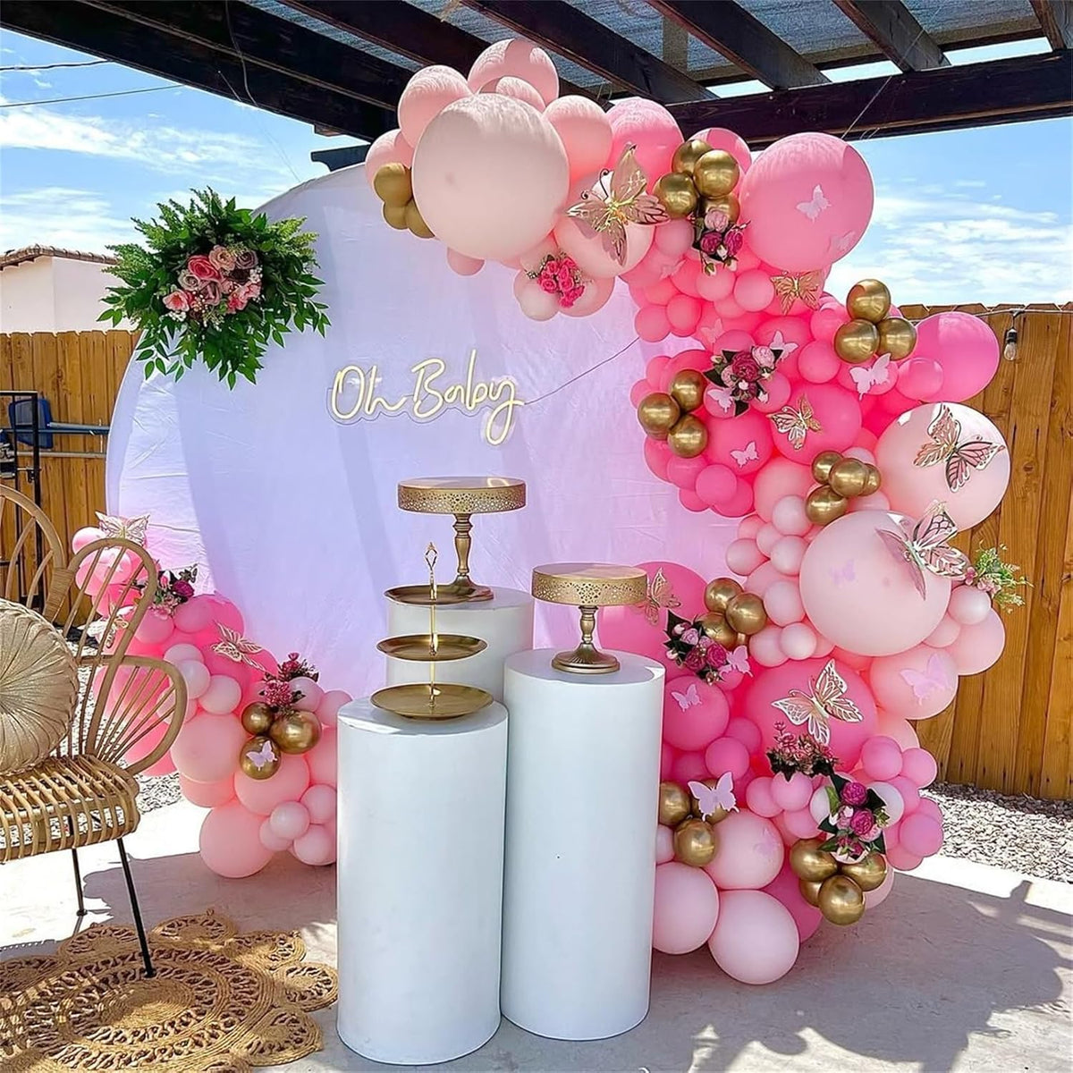 Pink and White Balloons, Pack of 60PCS Dusty Light Pastel Pink White Bow Balloon, Baby Pink Latex