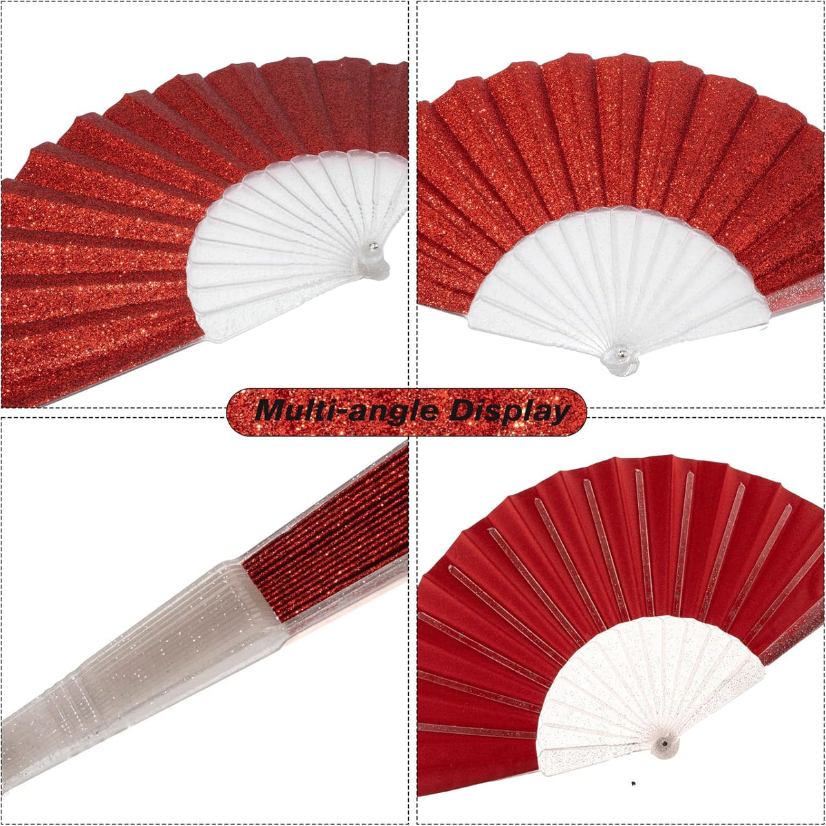 48 Pack Handheld Fan,Folding Hand Glitter fan with Shining Transparent Fan Rib – Ideal for Wedding