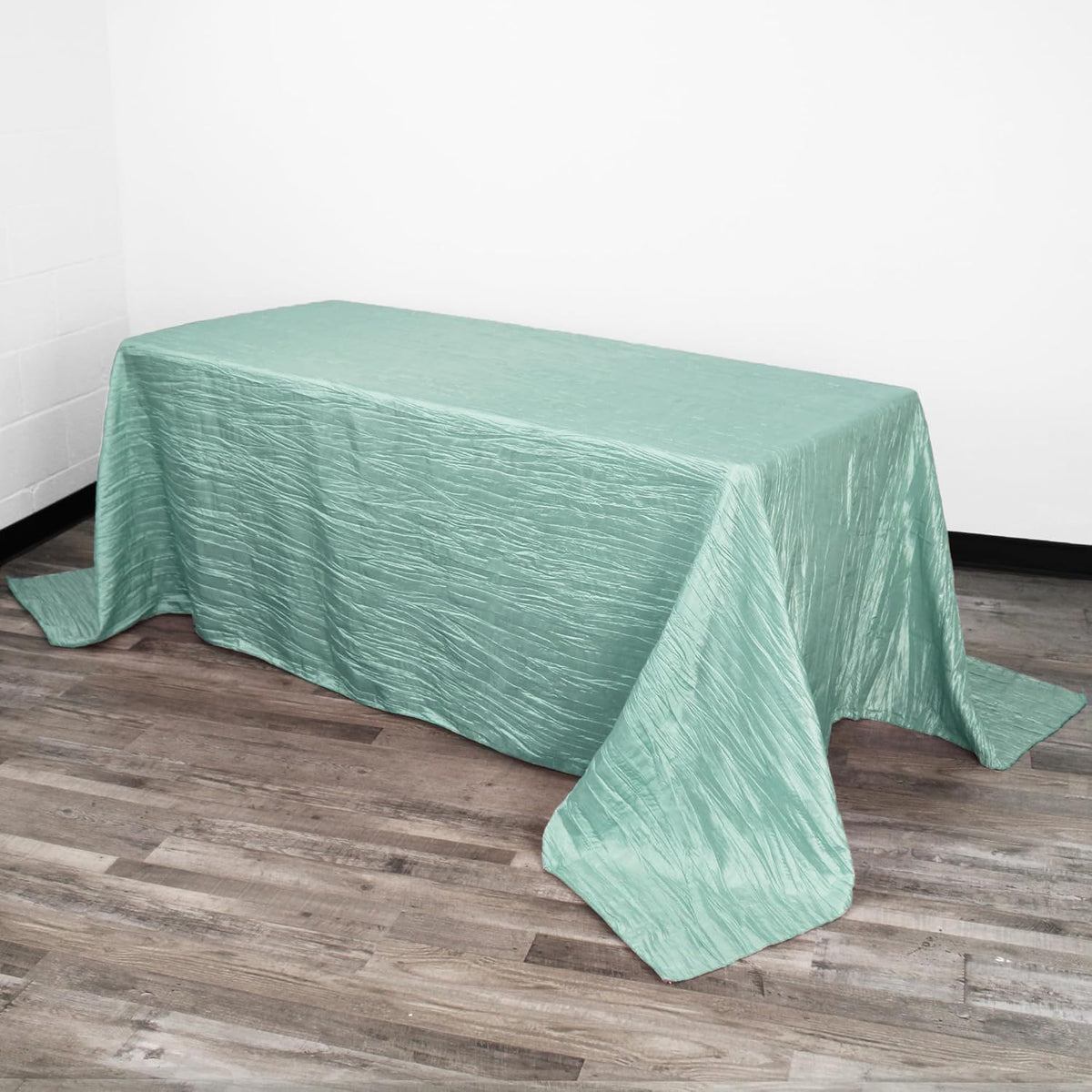 YOUR CHAIR COVERS - 90 x 132 inch Rectangular Crinkle Taffeta Tablecloth - Robin Egg, Rectangle