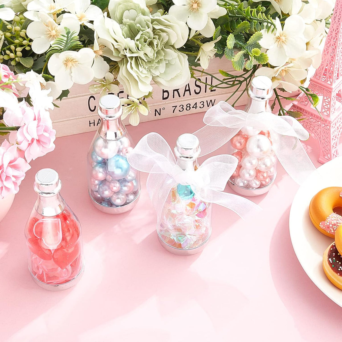 Cunhill 18 Pieces Mini Champagne Bottles Container Bulk Plastic Small Champagne Candy Bottles DIY