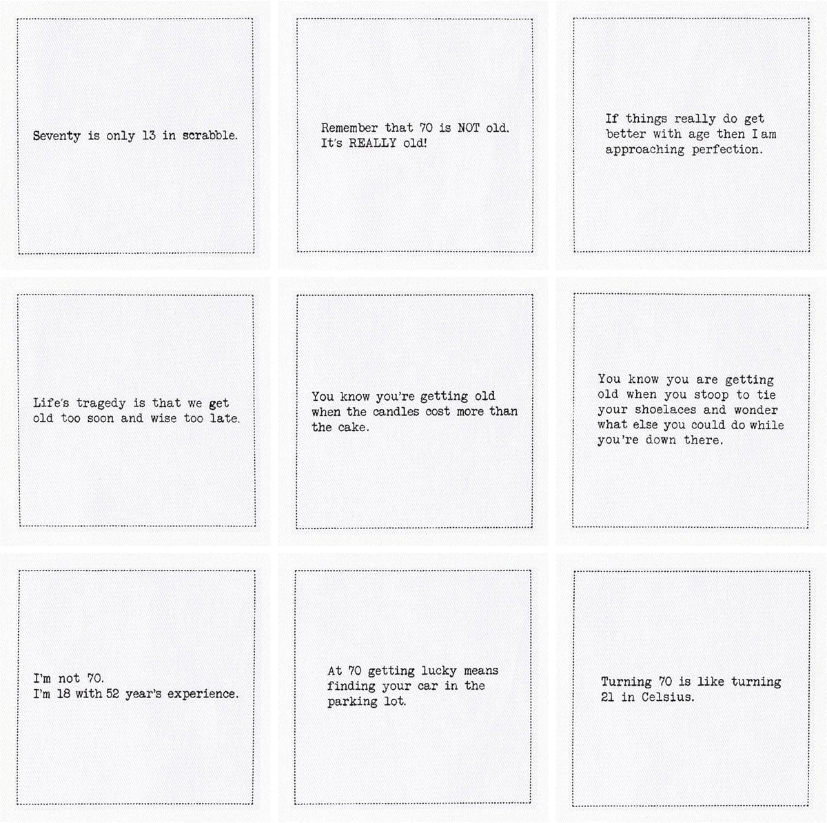 Five Star Napkins 70th Birthday Quotes White Cotton Cocktail Napkins, Beverage Napkins, Bar