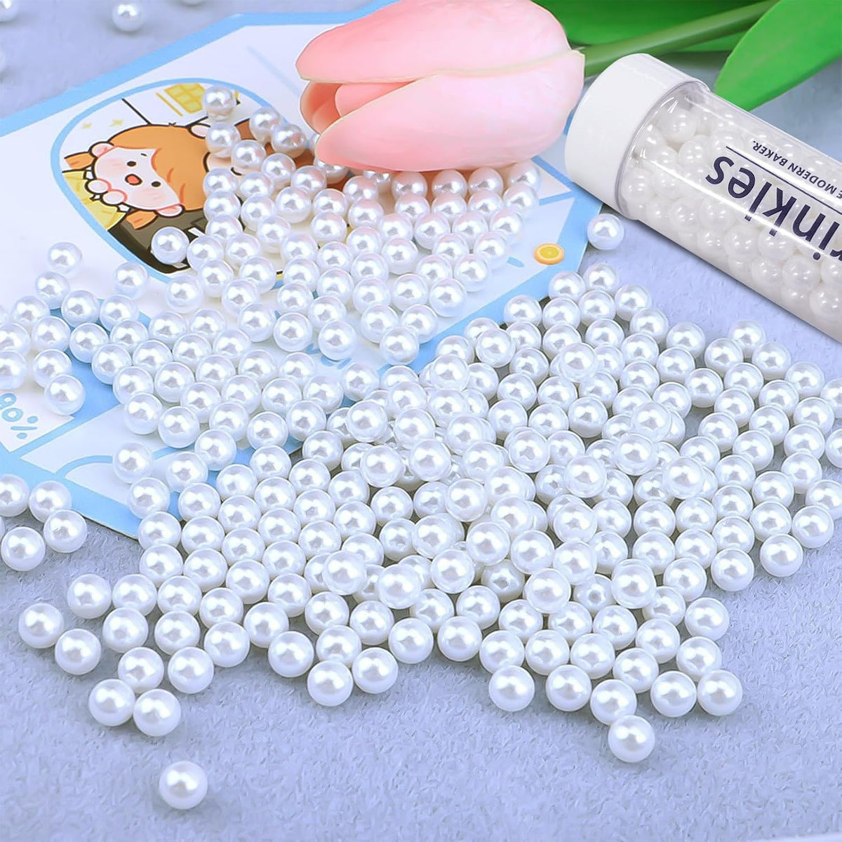Edible Pearl Sugar Sprinkles White Candy Pearls Baking Decorations 10mm 130g/4.58 Oz White