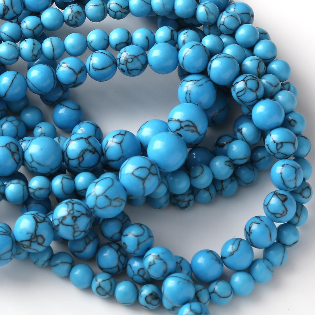Blue Turquoise Stone Beads for Jewelry Making DIY Craft Gemstone Beads Kit (6mm, 60pcs) Cosmic