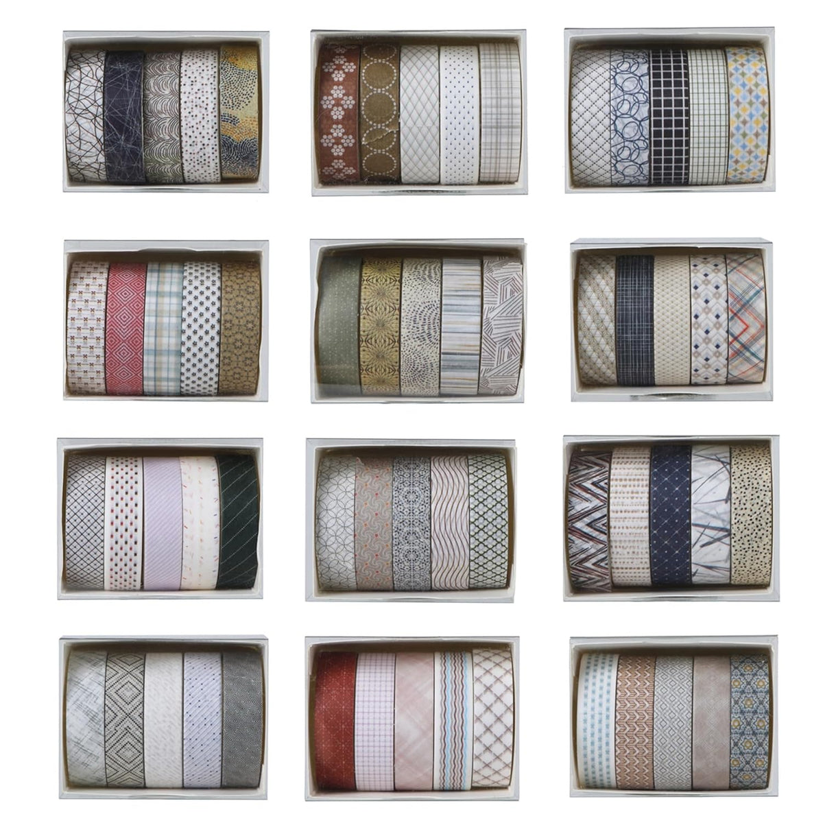 YUBBAEX 60 Rolls Value Washi Tape Pack Retro Arts Masking Tape Basic Patterns Decorative for DIY