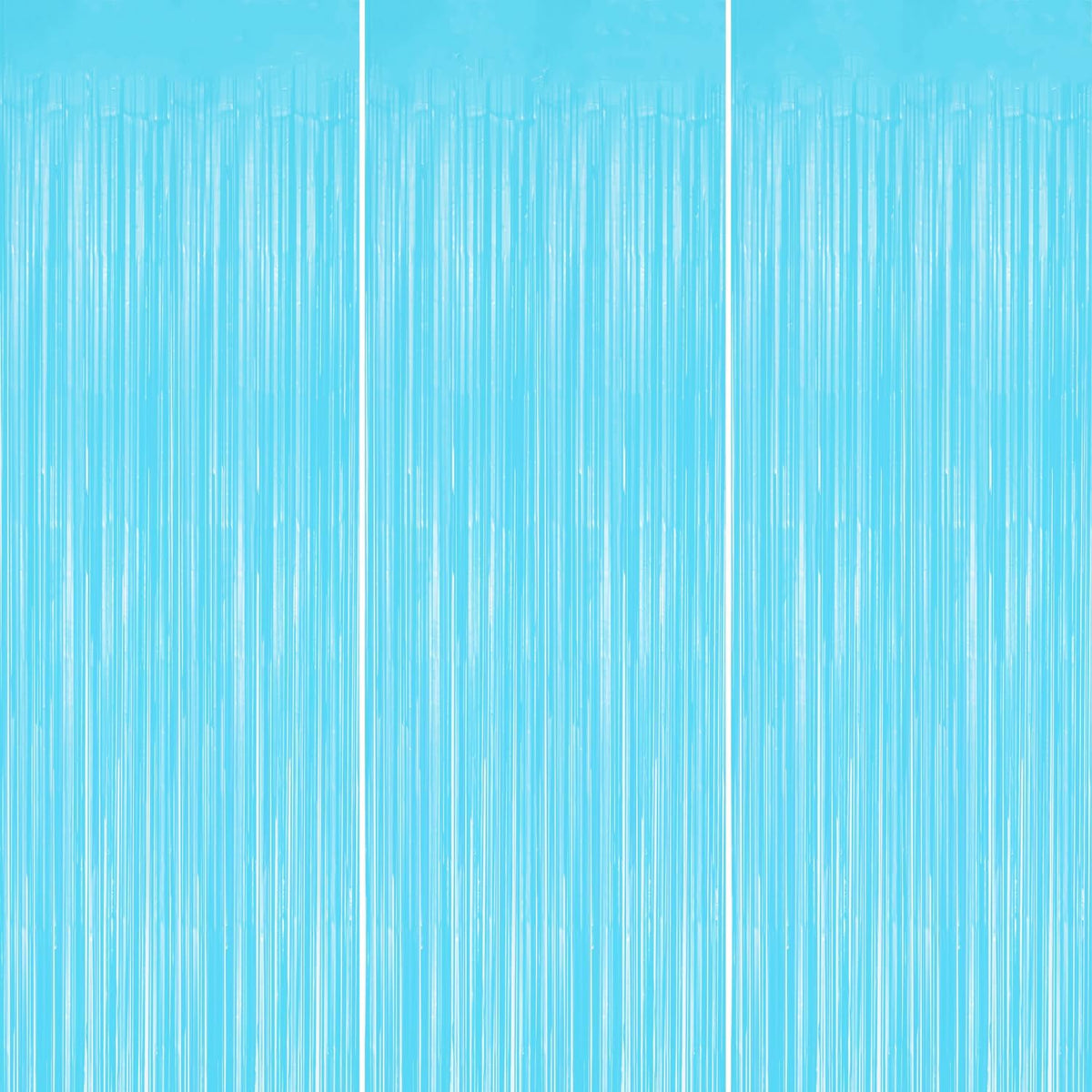 3 Pack Foil Fringe Backdrop - Pastel Blue Shiny Tinsel Curtains for Party Decoration/Photo Booth