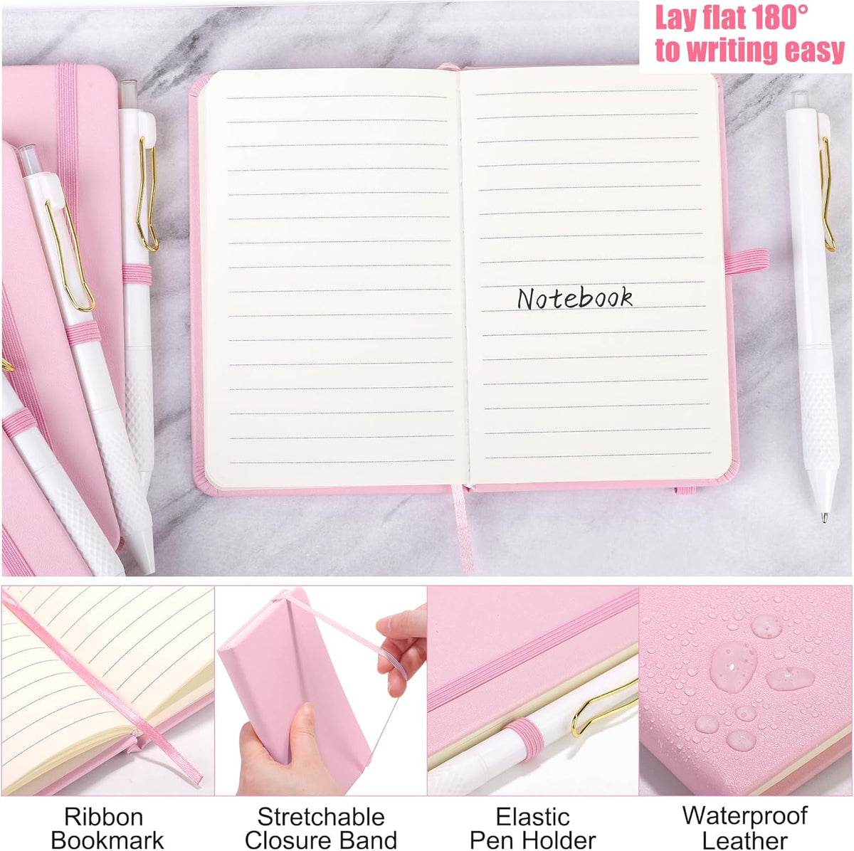 Aodaer 50 Sets Pocket Notebook Journal with Pens, 160 Pages, 3.5 x 5.5 Inch Mini Lined Journal