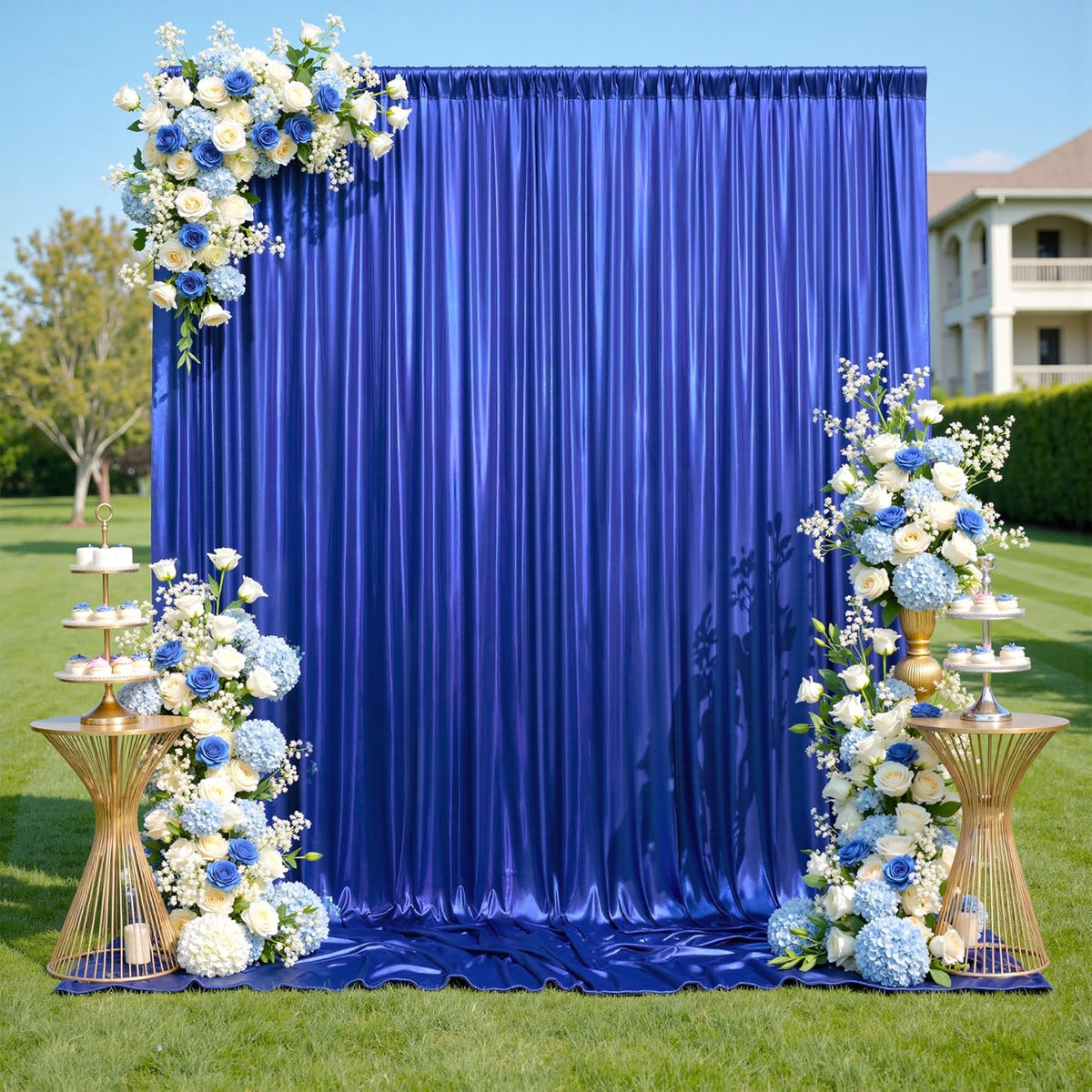 10x10ft Shimmer Royal Blue Sequin Backdrop Curtain for Parties, Thick Wrinkle Free Glitter Blue