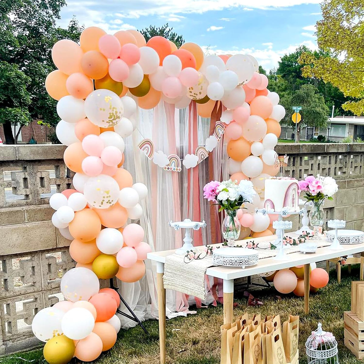 KICNIC Balloon Arch Strip Kit for Garland, 32.8 Feet Balloon Tape Strips and 200 Glue Point Dot
