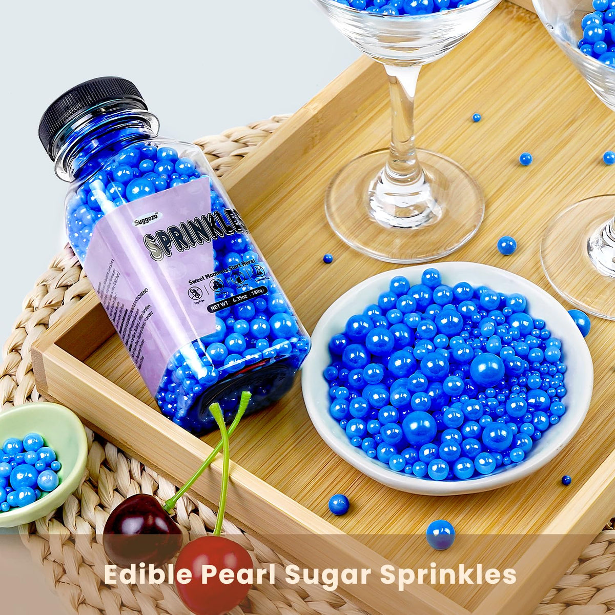 Edible Blue Sugar Sprinkles, Edible Sprinkles for Cake Decorating, Cupcake Toppers, Cake