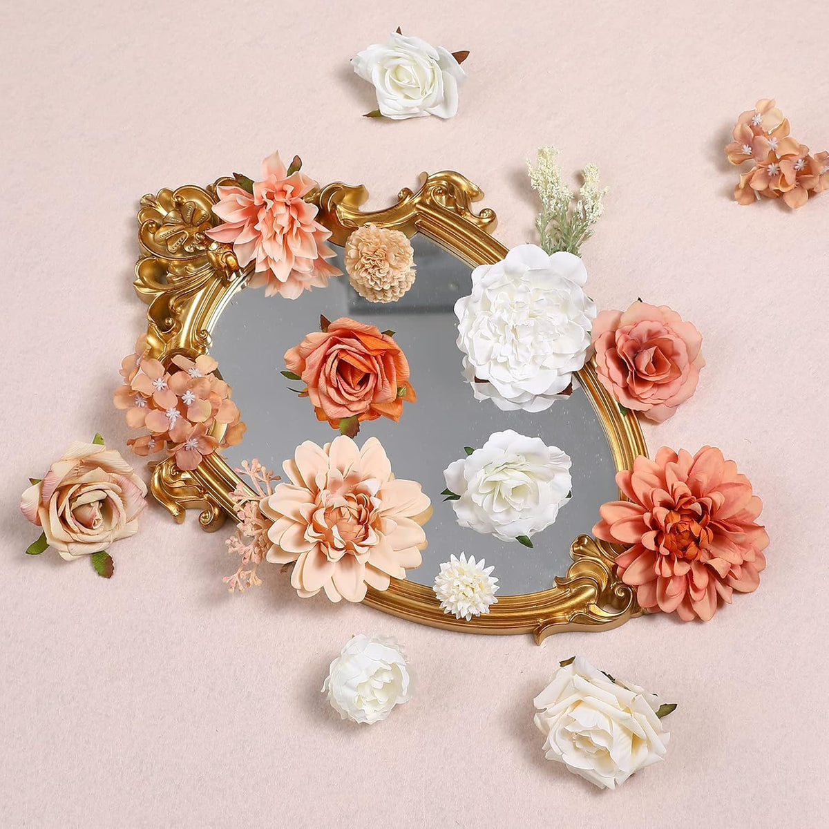 Serra Flora Artificial Flowers Combo Dahlia 34pcs Silk Mix Fake Flowers Roses for DIY Wedding