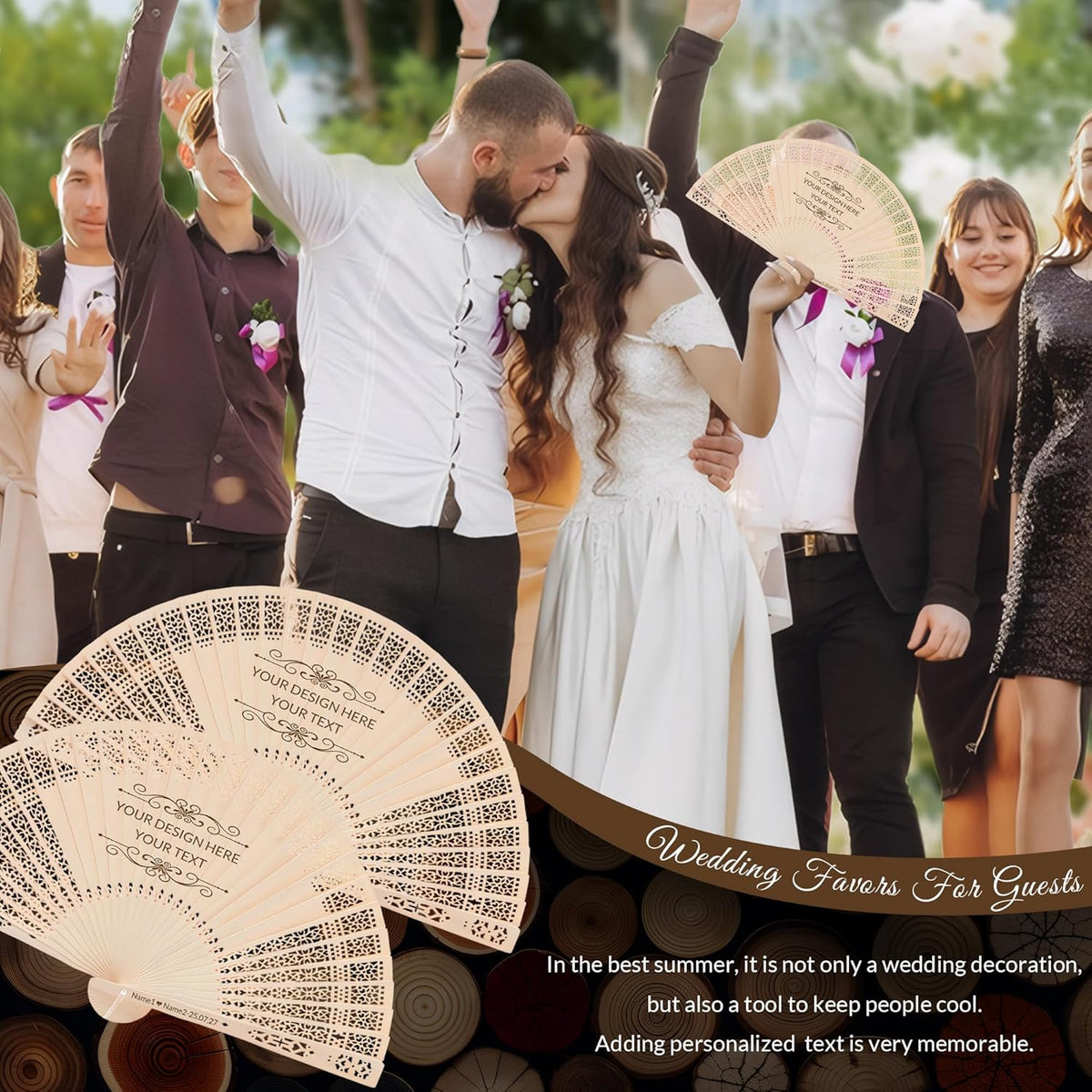 20 PCS Custom Fans Personalized Folding Fans for Line Dancing Wooden Hand Fan Wedding Favors Gift