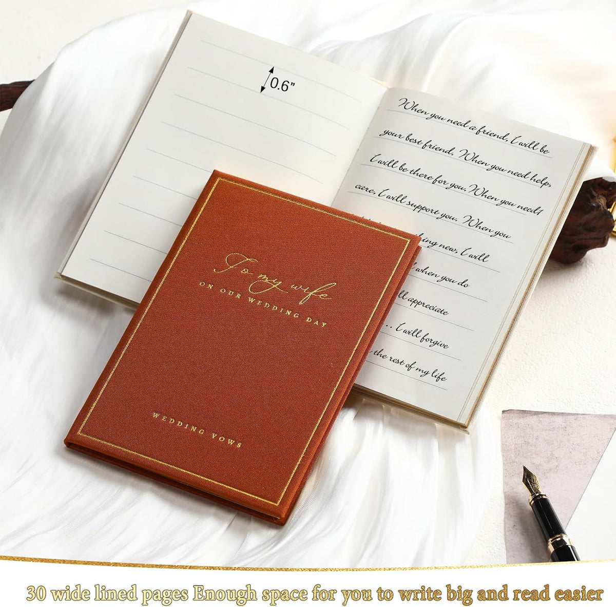 2 Pcs Wedding Vow Books His and Her to Husband Wife Wedding Must Have Registry Ideas Gold Foil