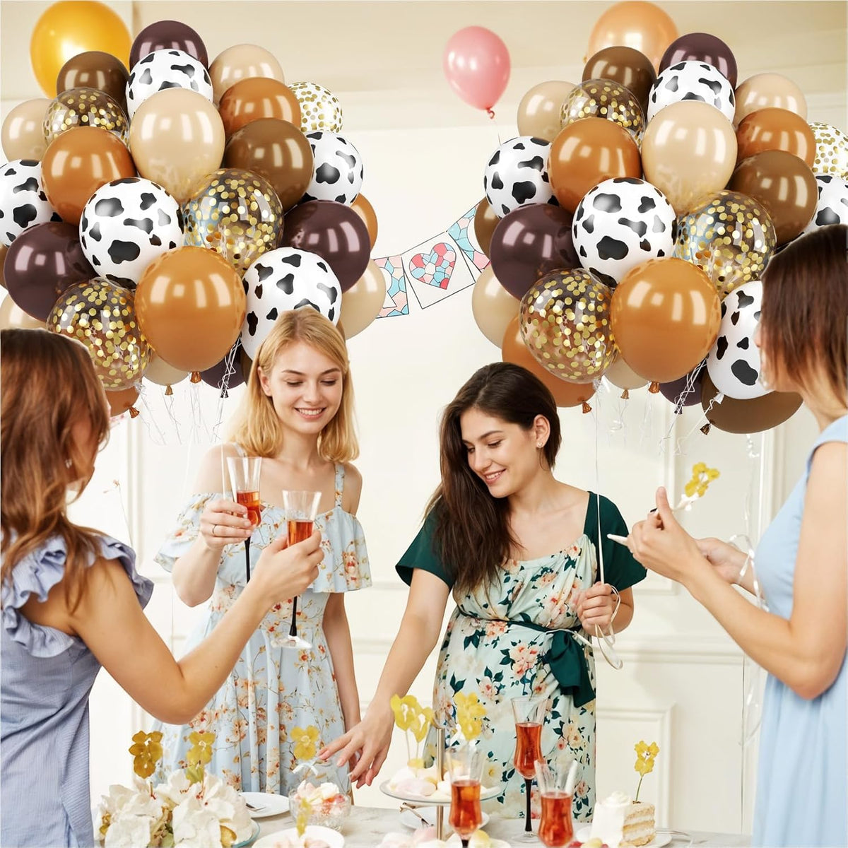 Brown Cow Balloons, 50 Pcs Cow Print Balloons, 12 Inch Dark Brown Coffee Nude Tan Neutral Gold