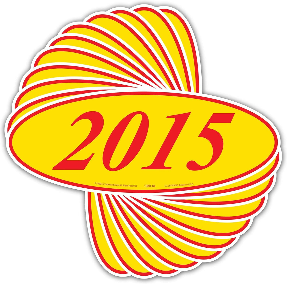 EZ-Line Oval Model Windshield Year Stickers for Car Windows Red and Yellow Large Vinyl Dealership