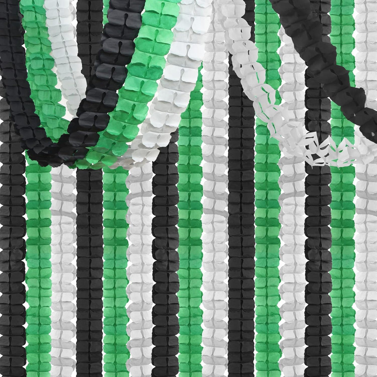 Black Green-Silver Party-Decorations Streamers Garland - 12pcs Graduation 2025 4-Leaf Clover Paper