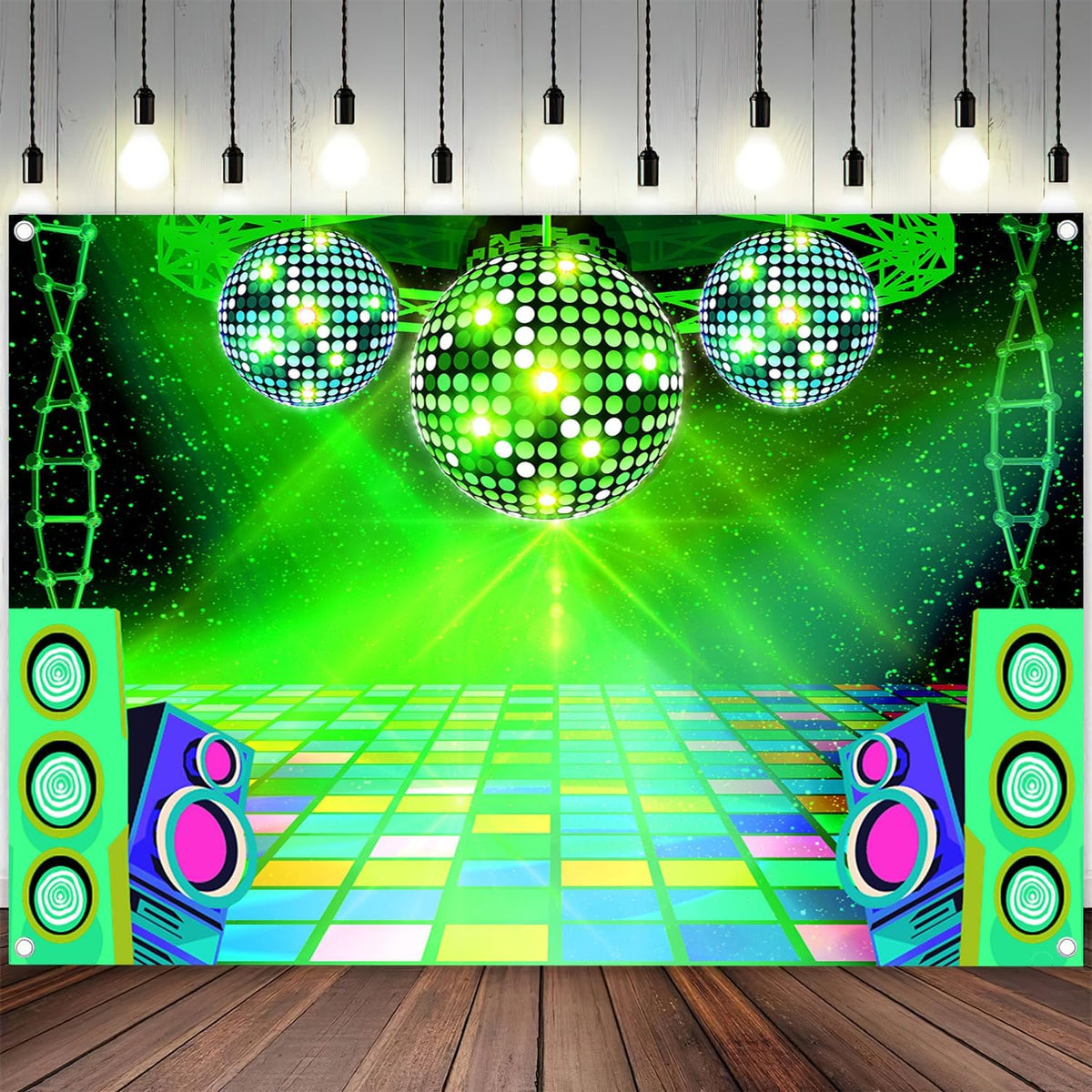 Dance Party Backdrop Retro 80s 90s Theme Stage Dance Ball Music Birthday Party Decoration DJ