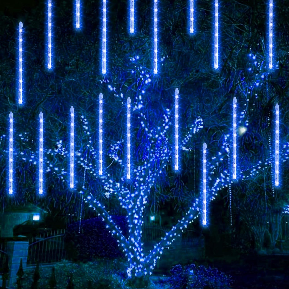 Dazzle Bright 1728 LED Christmas Light, Meteor Shower Rain Lights 11.8 Inch 48 Tubes, Waterproof