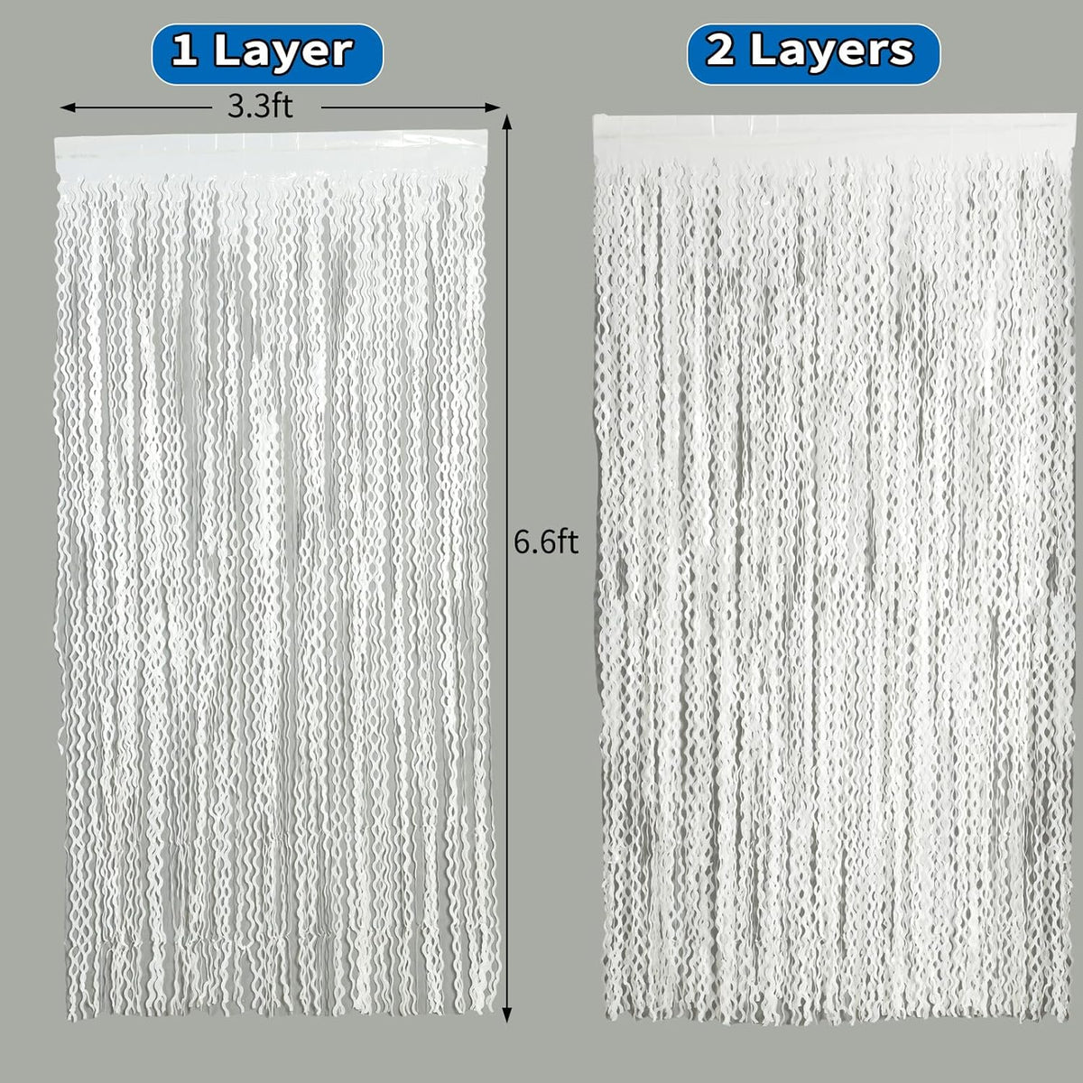 4 Pack White Door Streamers Foil Backdrop - 3.3x6.6ft Metallic Tinsel Foil Fringe Curtains Photo