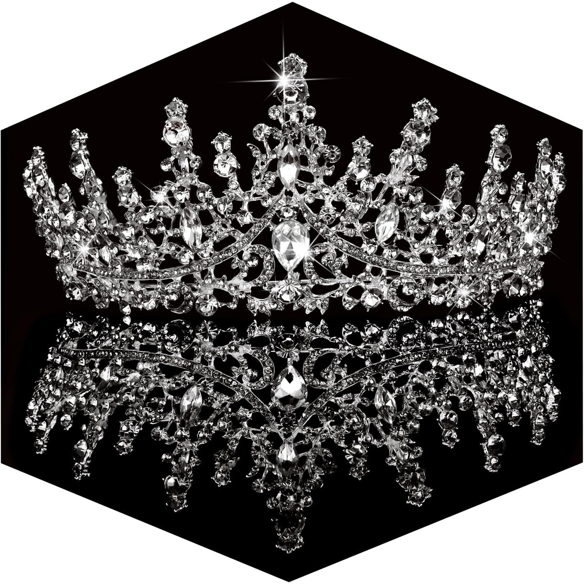 TOBATOBA Silver Wedding Crystal Tiaras and Crowns for Women, Bride Royal Queen Headband Princess