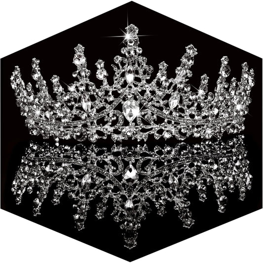 TOBATOBA Silver Wedding Crystal Tiaras and Crowns for Women, Bride Royal Queen Headband Princess