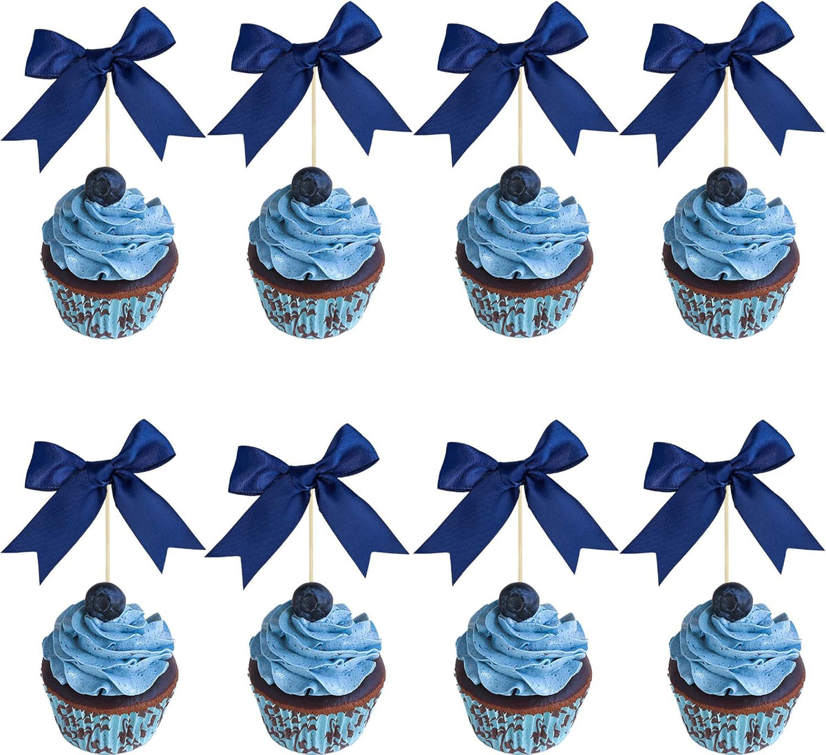 Gyufise 24Pcs Bow Cupcake Toppers Coquette Bow Girls Birthday Cake Decorations Bowknot Cake Toppers