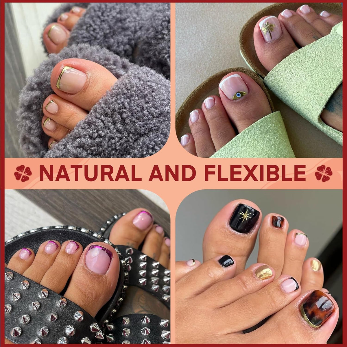 Square Toe Nail Tips 360Pcs Full Cover Big Wide Toe Nails Tips Matte Fake Toe Nail 15Sizes Soft Gel