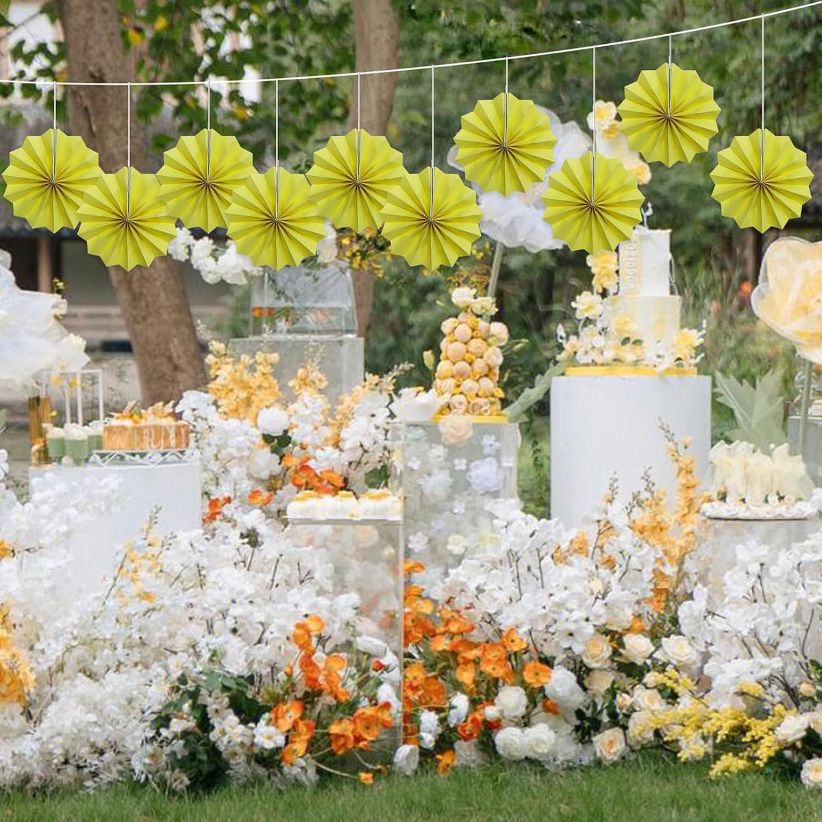 Yellow Party Decorations,Paper Decorations for Party,Lemon Decorations Party Paper Fans Bulk