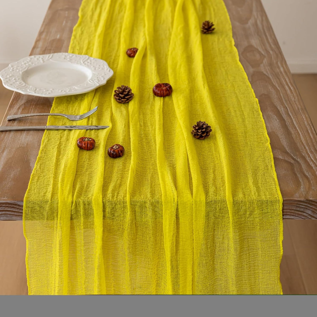 Yellow Table Runner Rustic Gauze Cheesecloth Table Runner 120 Inch 10 FT for Wedding Baby Shower
