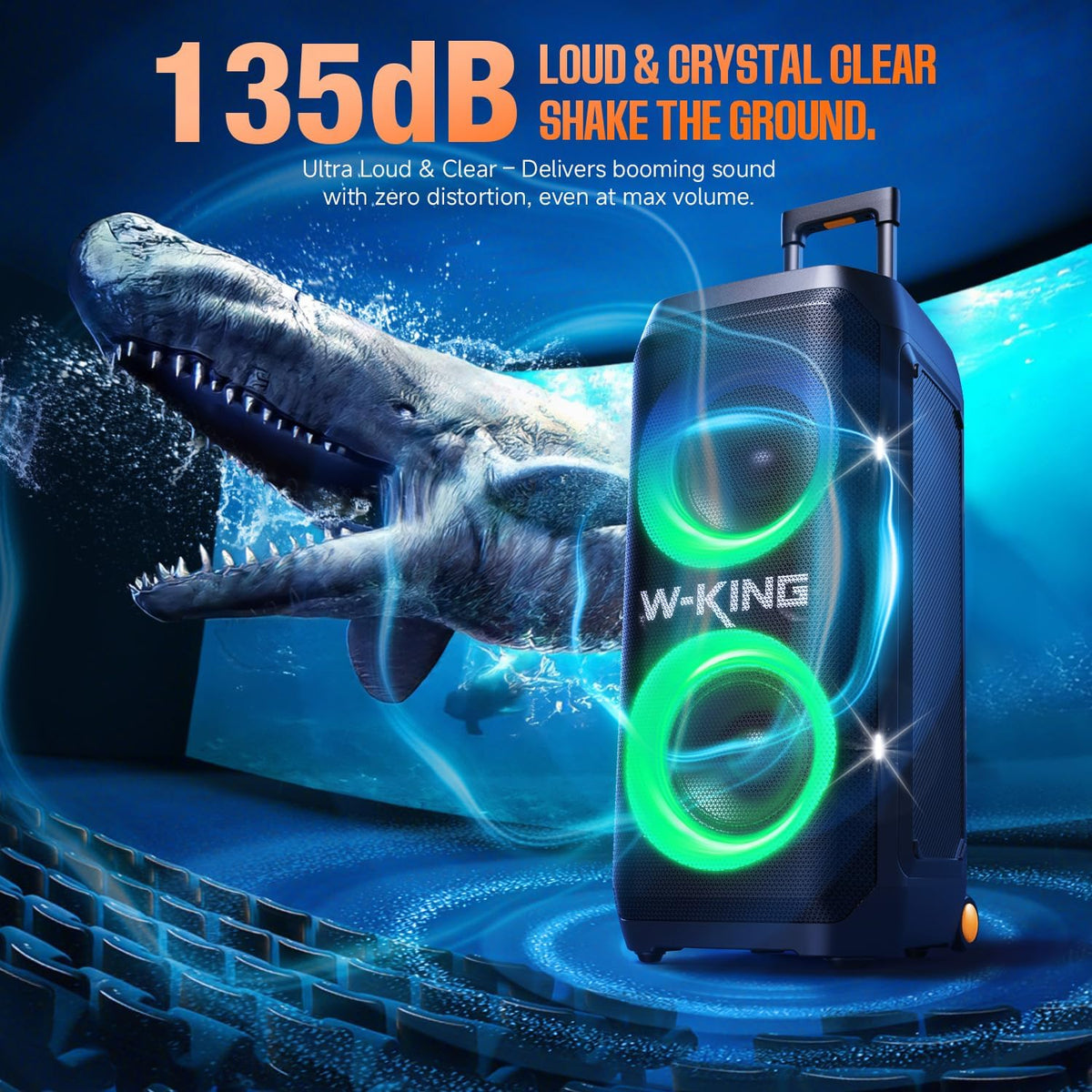 W-KING Portable Speaker Bluetooth Partybox Loud, 370W MAX Pro Sound, Deepest Bass,Large Outdoor