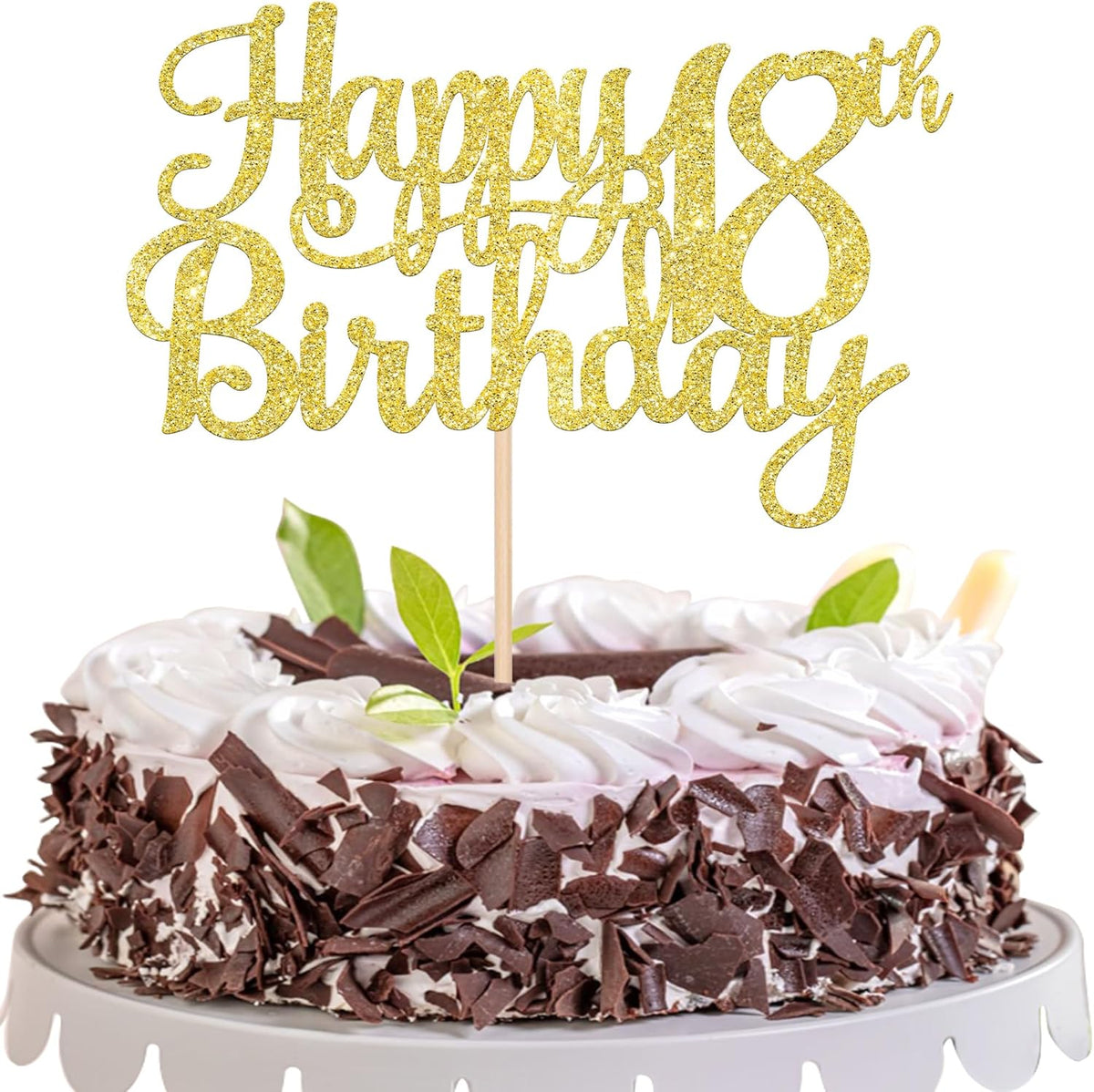 1 PCS Happy 18th Birthday Cake Topper Gold Glitter Cheers to 18 Years Birthday Cake Pick 18