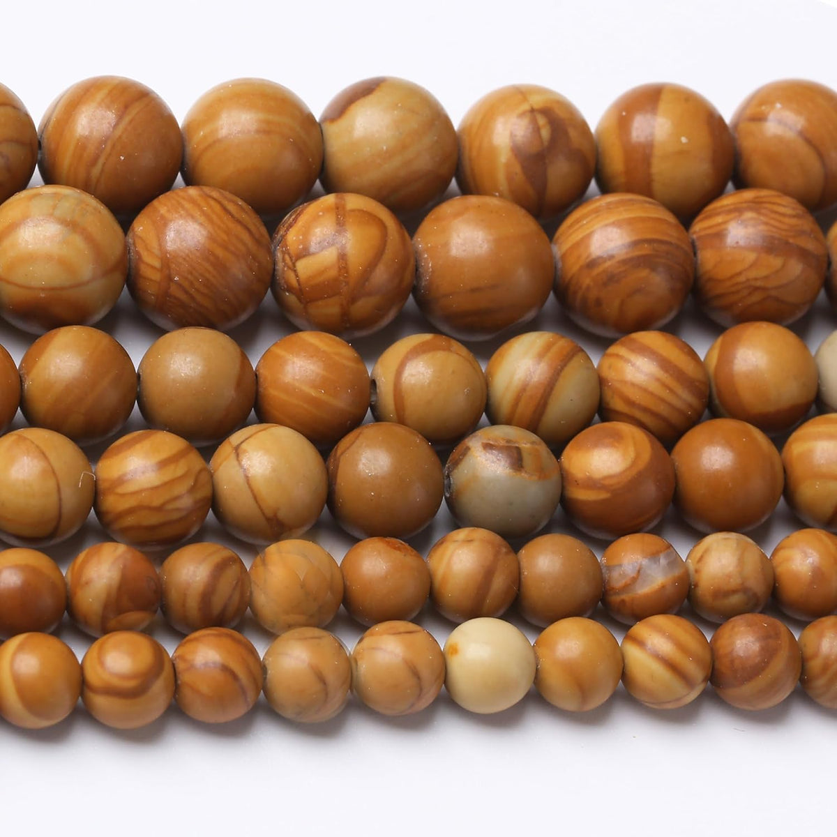Yellow Woodgrain 6mm Stone Beads for Jewelry Making DIY Craft Gemstone Beads Kit (6mm, 60pcs)