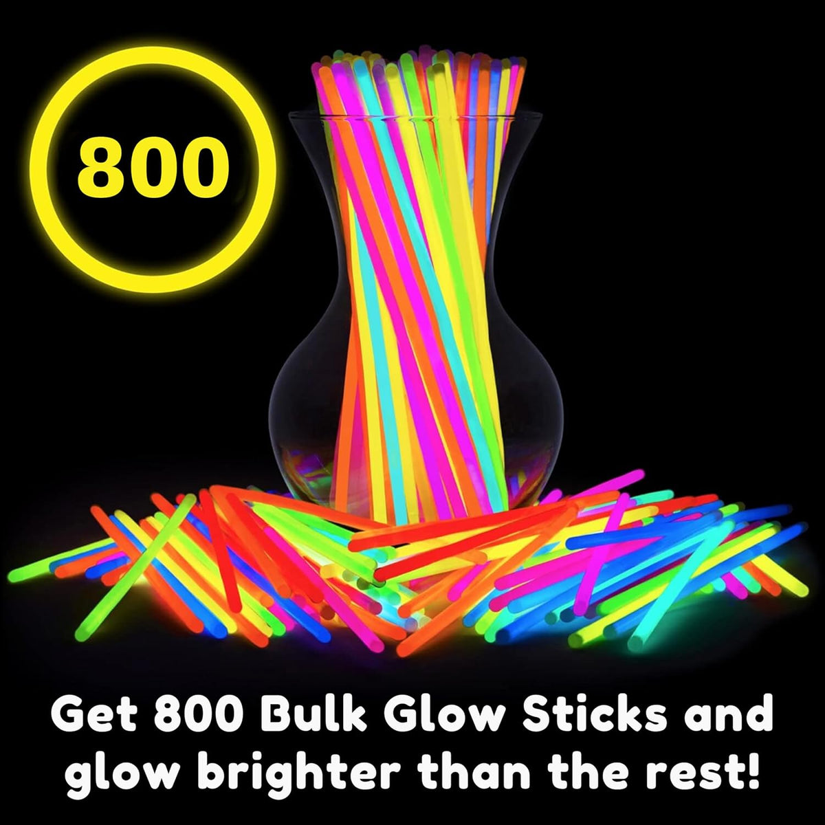 PartySticks Glow Sticks 800 pack - 8 Inch Glow in The Dark Light Up Sticks Party Favors, Glow Party