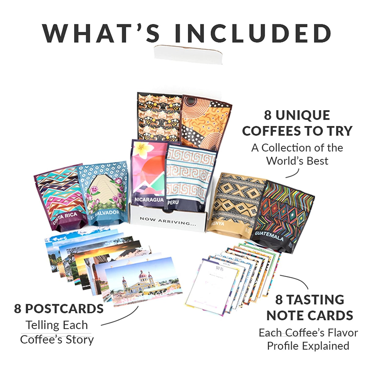 Atlas Coffee Club World of Coffee Discovery Set - Gourmet Coffee Gift Sampler - 8-Pack Variety Box