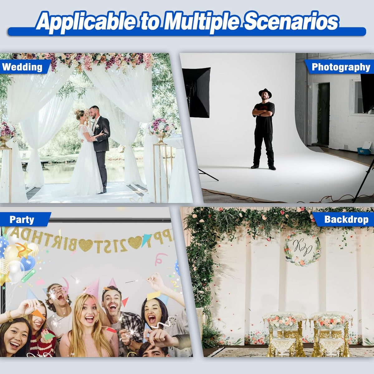 Pipe and Drape Backdrop Stand 10ftx10ft Adjustable Background Support System Heavy Duty Background